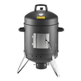 VEVOR Charcoal Smoker, 16" Vertical Charcoal BBQ Grill, Coated Steel Barbecue Smoker with 2 Grilling Grates, Thermometer